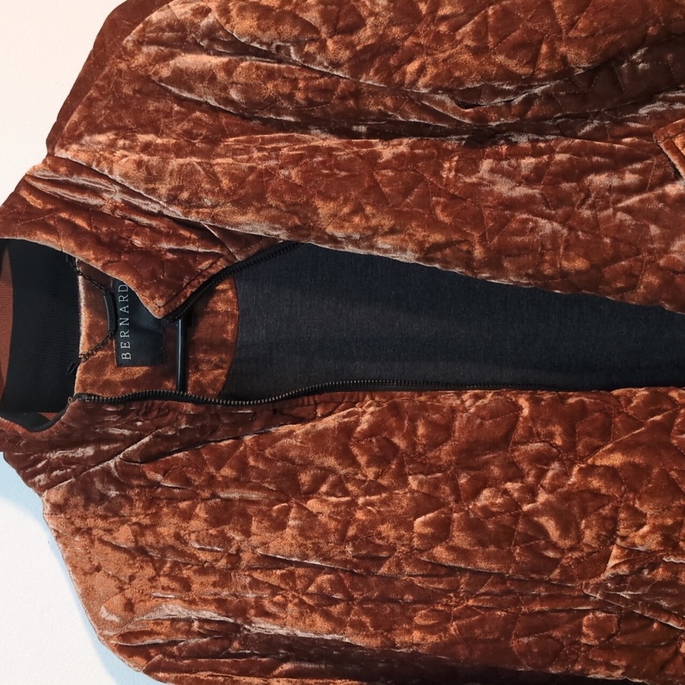 Bernardo Quilted Velvet Bomber Jacket, Size S - Picture 10 of 12